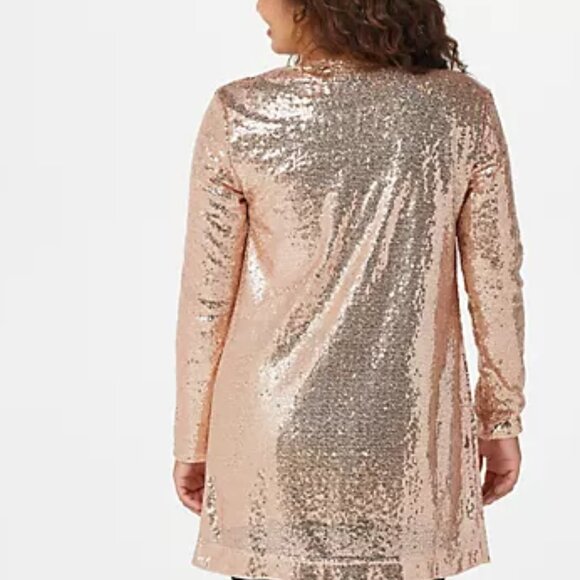 Isaac Mizrahi Live Sequined Cardigan Navy Blue Size XL - Picture 4 of 4